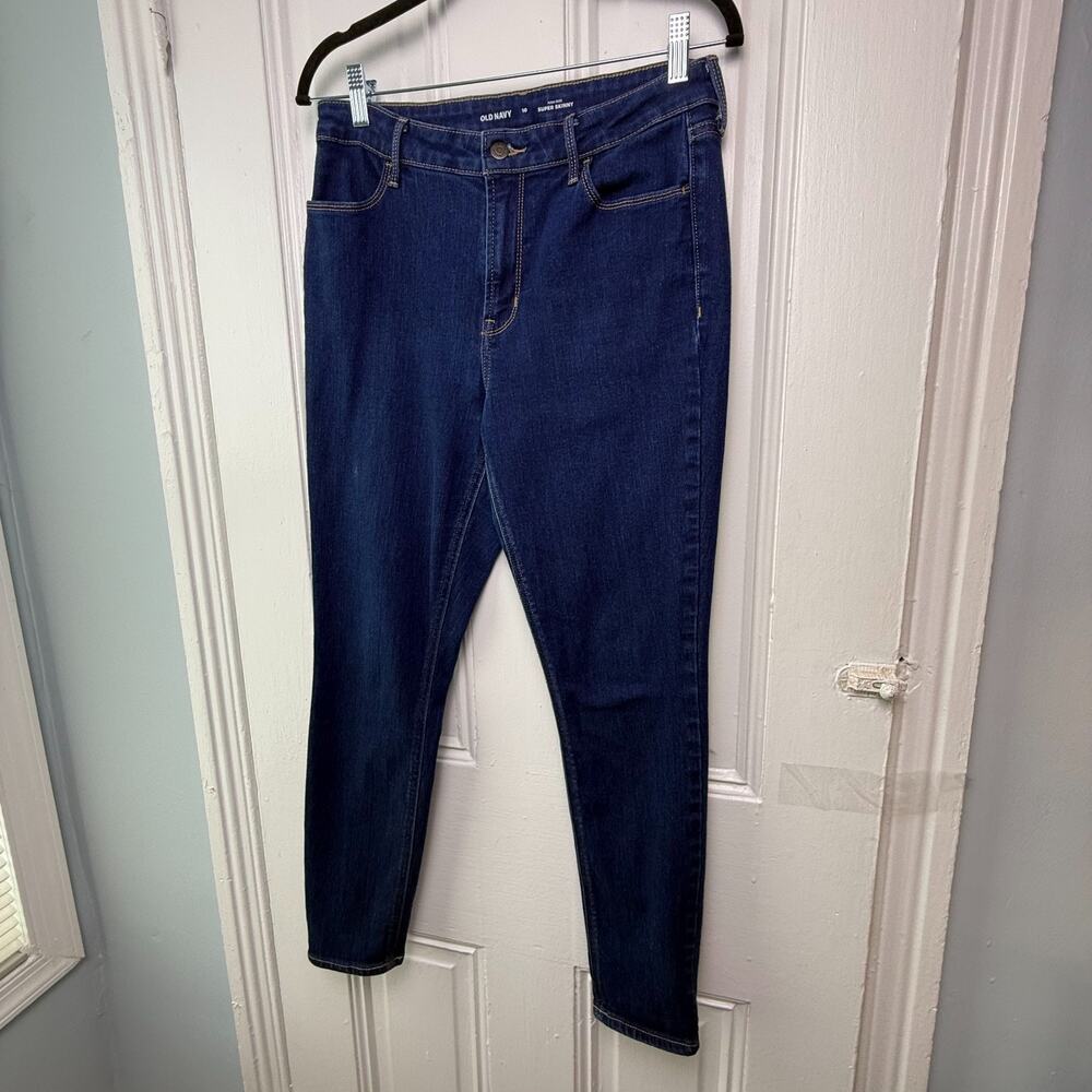 Old Navy Super Skinny Jeans Womens 10 Blue Denim Dark Wash Stretch Zip Fly